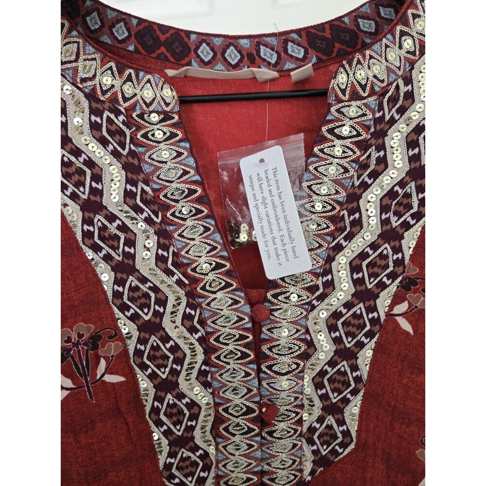 Soft Surroundings Dress Phoenix Midi Embroidered Smocked Boho Cottage Size Small - Picture 4 of 8